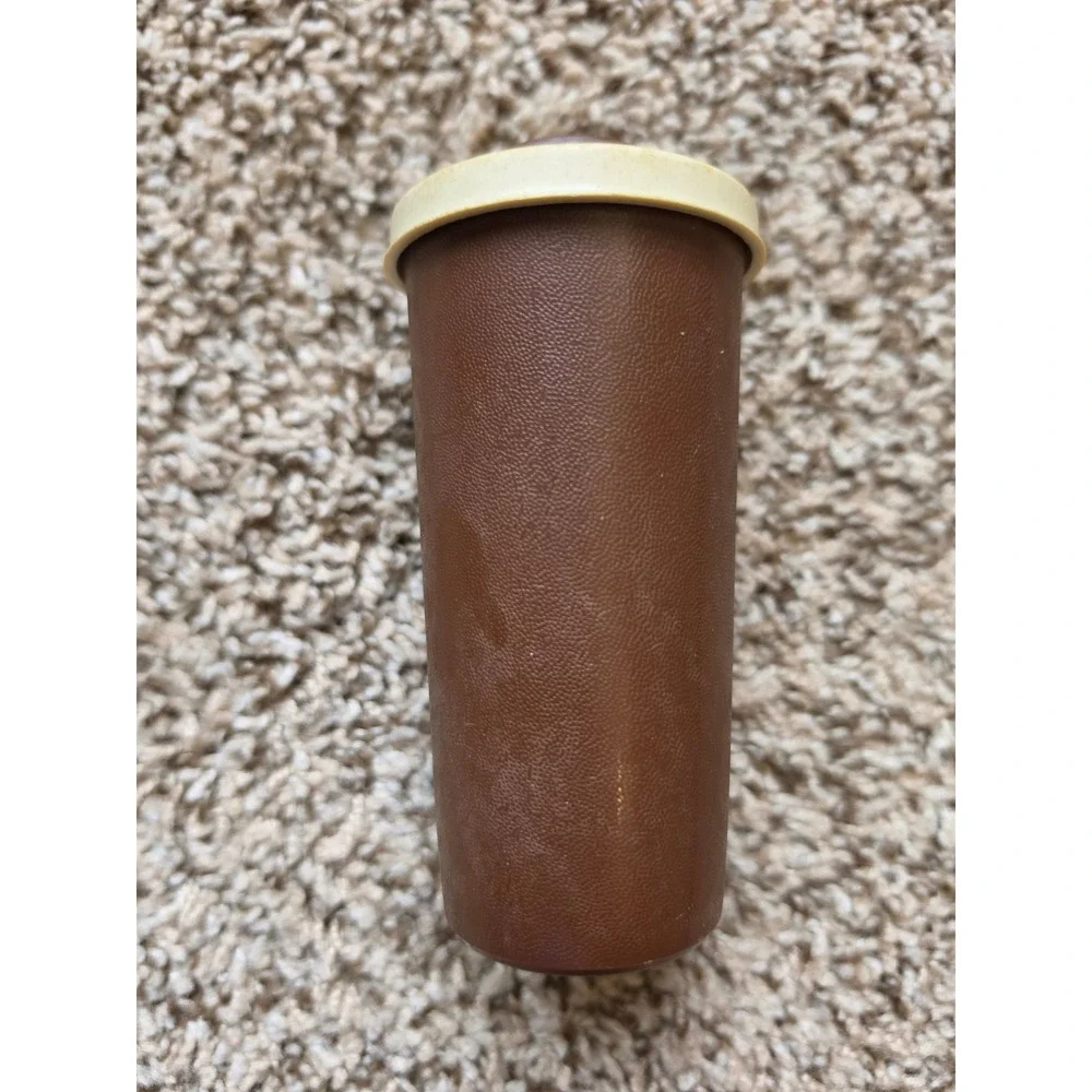 Vintage Tupperware Spice Shaker Harvest Brown Cream Lid‎ 1328-5 Made in USA